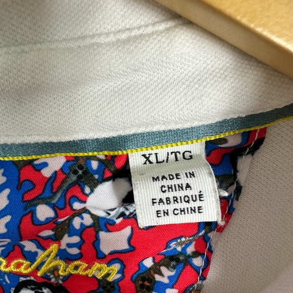 Robert Graham Short Sleeve Polo‎ Shirt White Mens Size XL Collared Golf Tennis - Picture 4 of 12